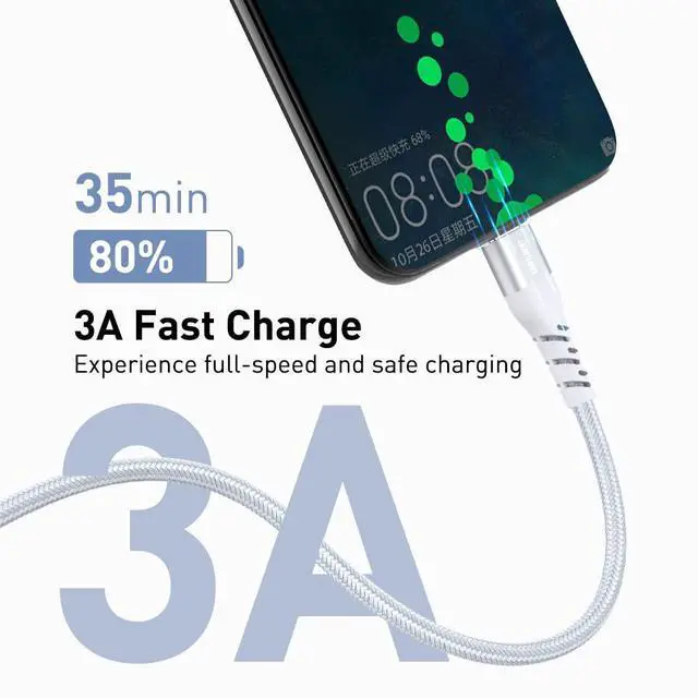 Alt view image 5 of 7 - USB C to USB C Cable,J 3 Pack (3.3ft+6.6ft+10ft) PD 60W Fast Charging Type C to Type C Cable for iPad Pro MacBook Pro Samsung Galaxy S21/S21+/S20/S20+ Ultra/Note 20 Google Pixel 5/4XL/3XL/3A L