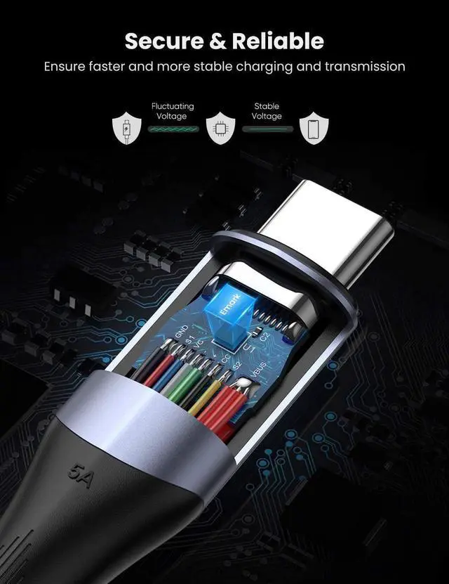 Alt view image 5 of 7 - UGREEN USB-C to USB-C Cable 100W Power Delivery USB C 3.1 Gen 2 10Gbps 4K Video Compatible with MacBook Pro Air iPad Pro 2020 Chromebook Samsung Galaxy S20 S10 Pixel 4XL PS5 Nintendo Switch 3ft