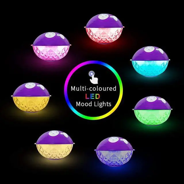 Alt view image 2 of 7 - Blufree Floating Pool Speakers with Colorful Lights, Bluetooth Wireless Pool Speaker Floatable IP68 Waterproof, Built-in Mic & Crystal Clear Sound Bluetooth Hot Tub Speaker for Pool Party Outdoors