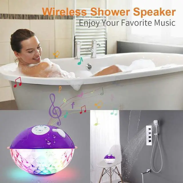 Alt view image 5 of 7 - Blufree Floating Pool Speakers with Colorful Lights, Bluetooth Wireless Pool Speaker Floatable IP68 Waterproof, Built-in Mic & Crystal Clear Sound Bluetooth Hot Tub Speaker for Pool Party Outdoors