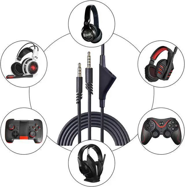 Alt view image 6 of 7 - A10 A40 Replacement Cable, 2.0M Astro A40TR Cable Cord for Astro A10/A40 Gaming Headsets Xbox One Ps4 Controller Headphone Audio Extension Cable 6.5 Feet Black (Volume Control Function)