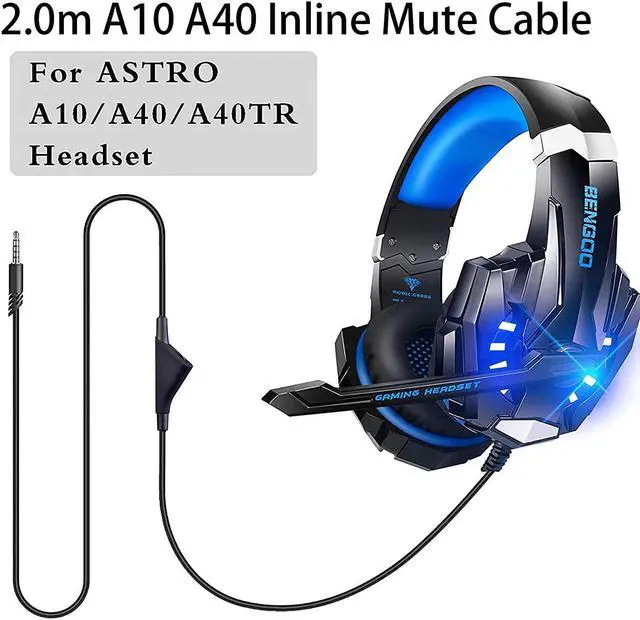 Alt view image 2 of 7 - A10 A40 Replacement Cable, 2.0M Astro A40TR Cable Cord for Astro A10/A40 Gaming Headsets Xbox One Ps4 Controller Headphone Audio Extension Cable 6.5 Feet Black (Volume Control Function)