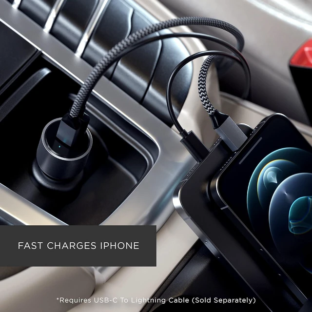 Alt view image 3 of 6 - Satechi 40W Dual USB-C PD Car Charger 20W + 20W Power Delivery for M2/ M1 iPad Pro/Air, iPhone 15 Pro Max/15 Pro/15/15 Plus, iPhone 14 Pro Max/14 Pro/14/14 Plus, iPhone 13