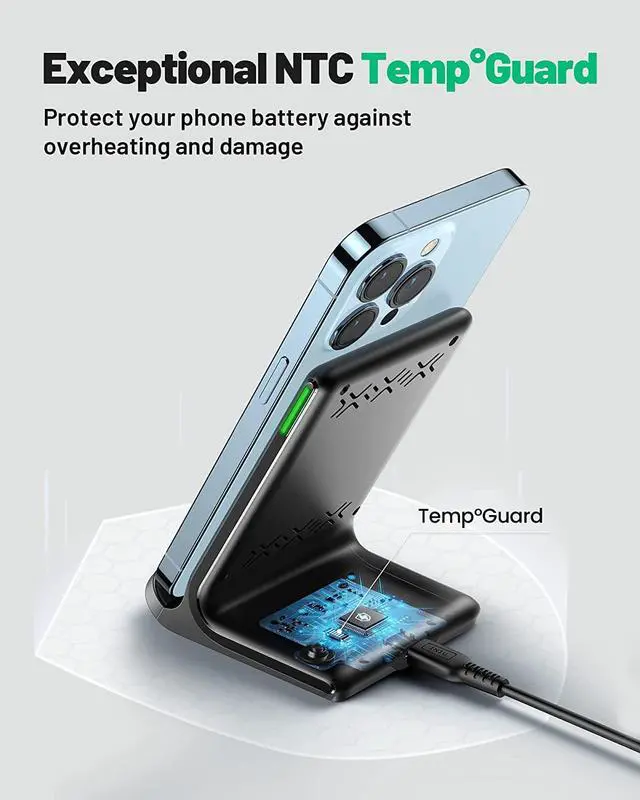 Alt view image 3 of 7 - [2-Pack] Wireless Charger 15W Qi-Certified Fast Wireless Charging Stand with Sleep-Friendly Adaptive Light Compatible with iPhone 16 15 14 13 12 Pro Max Plus  Galaxy S22 S21 Note 20 etc
