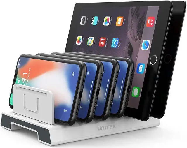 Main image of Unitek Adjustable Universal Multi Device Organizer Dock Stand Holder Compatible for iPhone, iPad, Kindle, Fire Tablet, Samsung Galaxy, Google Nexus, Pixel, All Electronic Devices-No Charging Port