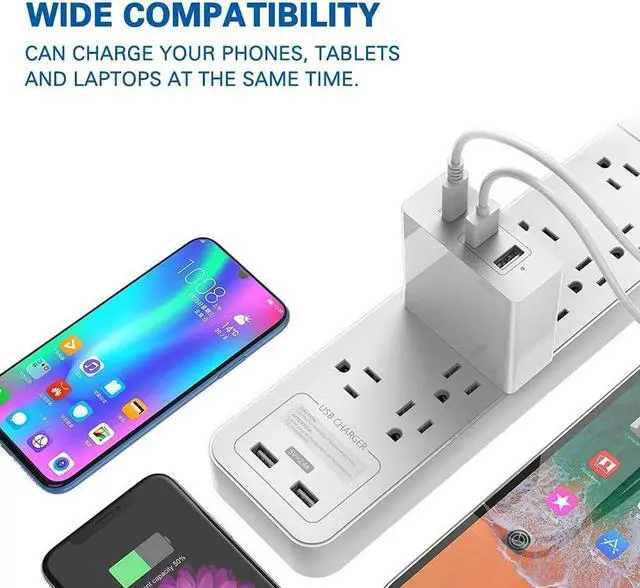 Alt view image 2 of 7 - 47W USB C Charger, Huntkey 47W USB C+18W USB A Fast Wall Charging Block PD 3 Port for iPhone 14//13/12,MacBook Air/Pro,iPad,Laptop,Galaxy S23/S12,Pixel and More,6ft USB-C Cable Included