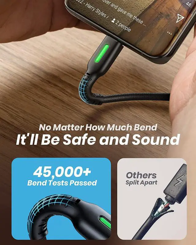 Alt view image 4 of 7 - INIU USB C Cable, [5 Pack 3.1A] QC 3.0 Fast Charging USB Type C Cable, (1.6+3.3+3.3+6.6+6.6ft) Nylon Braided Phone Charger USB-C Cord for Samsung Galaxy S21 S20 S10 Plus Note 10 LG Google Pixel etc