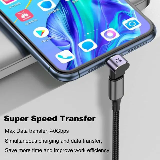 Alt view image 3 of 5 - 90 Degree USB-C Male to USB-C Female Adapter (2 Pack) Type-C Up and Down Right Angle 40Gbps PD 100W Fast Charging Connector for Steam Deck Switch Laptop MacBook Pro/Air Tablet and Phone