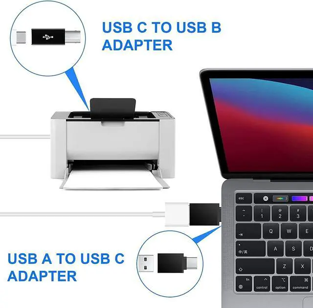 Alt view image 7 of 7 - USB to USB C Adapter Type C Female to USB Male Type C Male to Type C Female OTG Converter USB C Female to Lightning Male Adapter USB B Convert MIDI Connector for Printer MIDI Electric Piano Laptop PC