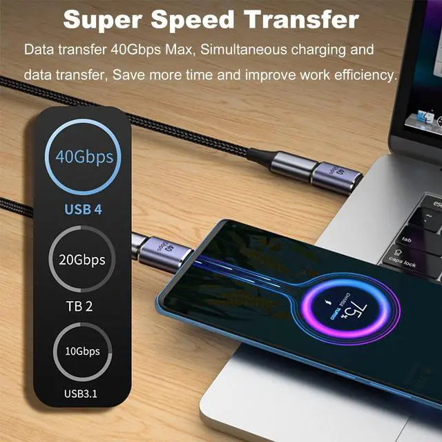 Alt view image 2 of 6 - 5 Pack USB C Adapter 90 Degree Up&Down Left&Right Angle USB Type C Male to Female Extender Female to Female Coupler for Steam Deck ROG Ally Switch MacBook Pro/Air and More (Purple)