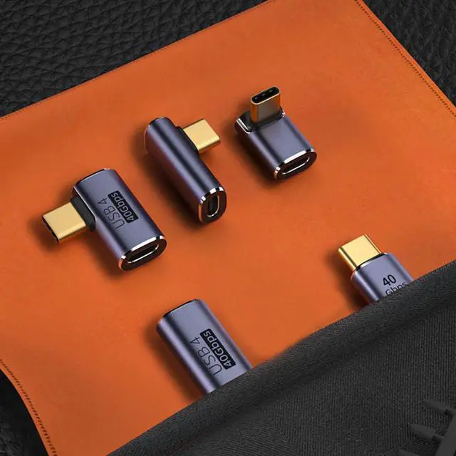 Alt view image 6 of 6 - 5 Pack USB C Adapter 90 Degree Up&Down Left&Right Angle USB Type C Male to Female Extender Female to Female Coupler for Steam Deck ROG Ally Switch MacBook Pro/Air and More (Purple)