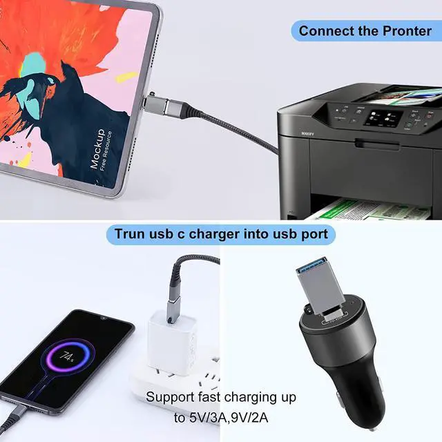 Alt view image 3 of 7 - USB C to USB Adapter 8 Pack USBC to USB Adapter USB C Male to USB Female Adapter USB-C to USB Adapter USB to USB C Adapter for iPhone 15 MacBook Pro/Air iPad Pro Galaxy S20-S23 and More Grey