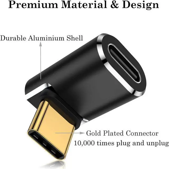 Alt view image 5 of 7 - USB C 90 Degree Adapter (2 Pack) Up and Down Right Angle L Shape USB Type C Male to Female Connector for Steam Deck ROG Ally MacBook Tablet Phone and More - Black