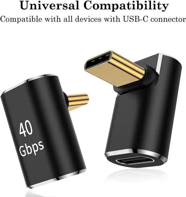 Alt view image 7 of 7 - USB C 90 Degree Adapter (2 Pack) Up and Down Right Angle L Shape USB Type C Male to Female Connector for Steam Deck ROG Ally MacBook Tablet Phone and More - Black