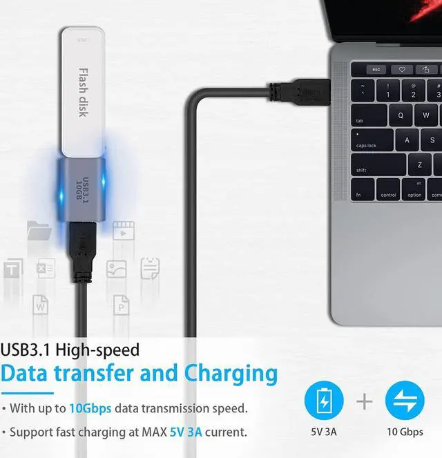 Alt view image 2 of 6 - 10Gbps USB C Female to USB Female Adapter 2-Pack Bi-Directional USB 3.1 Gen2 Type-C to Type-A Converter OTG Adapter Compatible with iPhone MacBook Pro Laptop