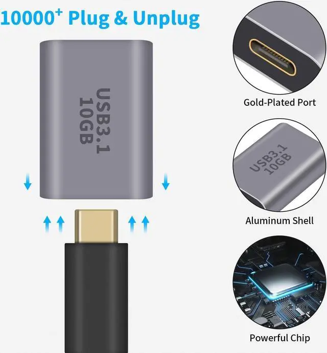 Alt view image 4 of 6 - 10Gbps USB C Female to USB Female Adapter 2-Pack Bi-Directional USB 3.1 Gen2 Type-C to Type-A Converter OTG Adapter Compatible with iPhone MacBook Pro Laptop