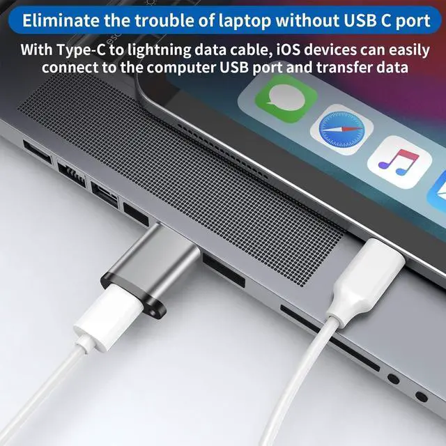 Alt view image 4 of 7 - USB to C Adapter 6 Pack USB to USBC Adapter USB A to C Adapter USBC to USB Adapter USB 3.0 to USB C Female USB-C to USB Adapter for iPhone 15 14 13 MacBook iPad AirPods and More Grey