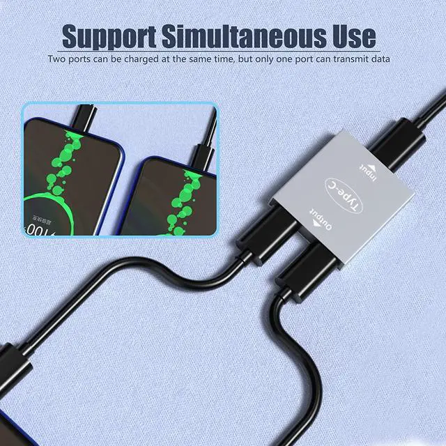 Alt view image 5 of 6 - USB C Splitter Y Dual USB C Charger Adapter USB Female to Female Double USB C Port Hub Charger Power Split Adapter Splitter2 Pack