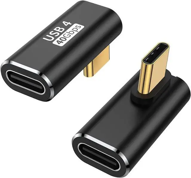 Main image of 90 Degree USB C Adapter (2 Pack) L Shape Left and Right USB Type C Connector for Meta Quest MacBook iMac iPad iPhone 16 15 Series and Other Type C or Thunderbolt 4/3 Devices - Black