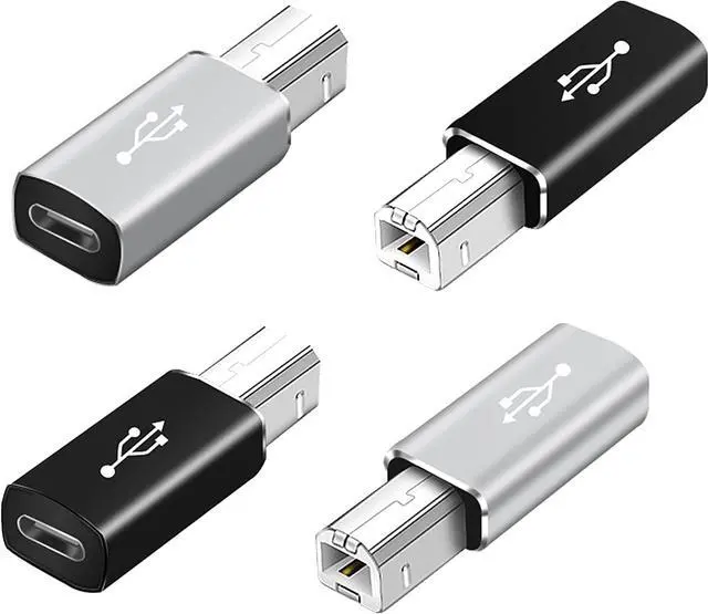 Main image of USB C to USB B Adapter  4-Pack USB C Female to Printer Male Converter Adapter Compatible with MIDIPrintersElectric Piano and Synthesizers Devices