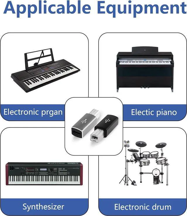 Alt view image 6 of 7 - USB C to USB B Adapter  4-Pack USB C Female to Printer Male Converter Adapter Compatible with MIDIPrintersElectric Piano and Synthesizers Devices