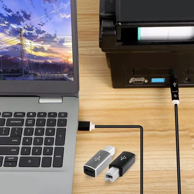 Alt view image 7 of 7 - USB C to USB B Adapter  4-Pack USB C Female to Printer Male Converter Adapter Compatible with MIDIPrintersElectric Piano and Synthesizers Devices