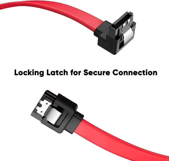 Alt view image 4 of 7 - CableCreation SATA III Cable, [2-Pack] 8-Inch/0.6FT SATA III 6.0 Gbps 7pin Female to Downward Right Angle Female Data Cable with Locking Latch, Support for 2.5'' SSD,3.5''HDD Drive, Red