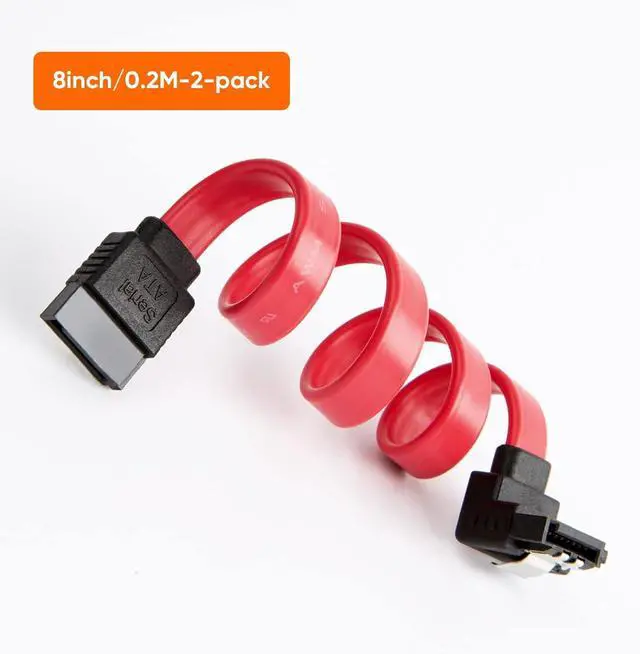 Alt view image 7 of 7 - CableCreation SATA III Cable, [2-Pack] 8-Inch/0.6FT SATA III 6.0 Gbps 7pin Female to Downward Right Angle Female Data Cable with Locking Latch, Support for 2.5'' SSD,3.5''HDD Drive, Red
