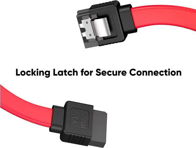 Alt view image 2 of 7 - CableCreation SATA III Cable, [2-Pack] 8-Inch/0.6FT SATA III 6.0 Gbps 7pin Female to Downward Right Angle Female Data Cable with Locking Latch, Support for 2.5'' SSD,3.5''HDD Drive, Red