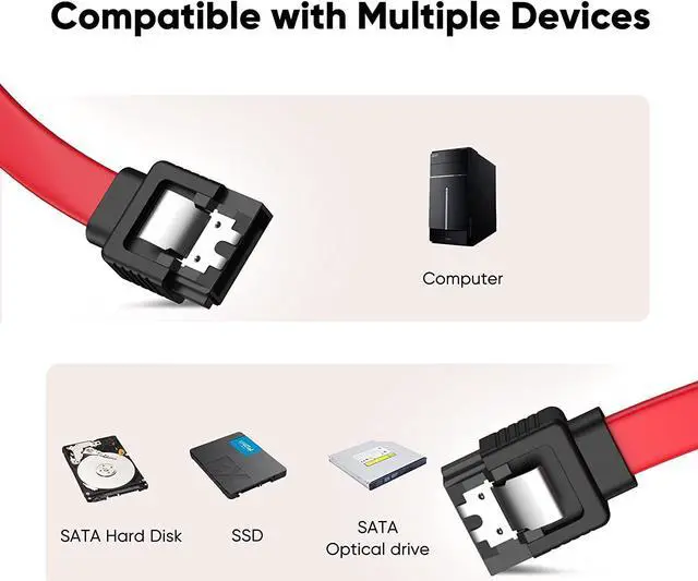 Alt view image 4 of 7 - CableCreation SATA III Cable, [2-Pack] 8-Inch/0.6FT SATA III 6.0 Gbps 7pin Female to Downward Right Angle Female Data Cable with Locking Latch, Support for 2.5'' SSD,3.5''HDD Drive, Red