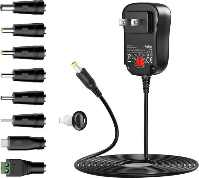 Main image of Belker 24W Universal 3V 4.5V 5V 6V 7.5V 9V 12V AC DC Adapter Power Supply for Household Electronics Smartphone Mp3 Routers TV Boxes LCD Tablets CCTV Cameras Max. 2000mA