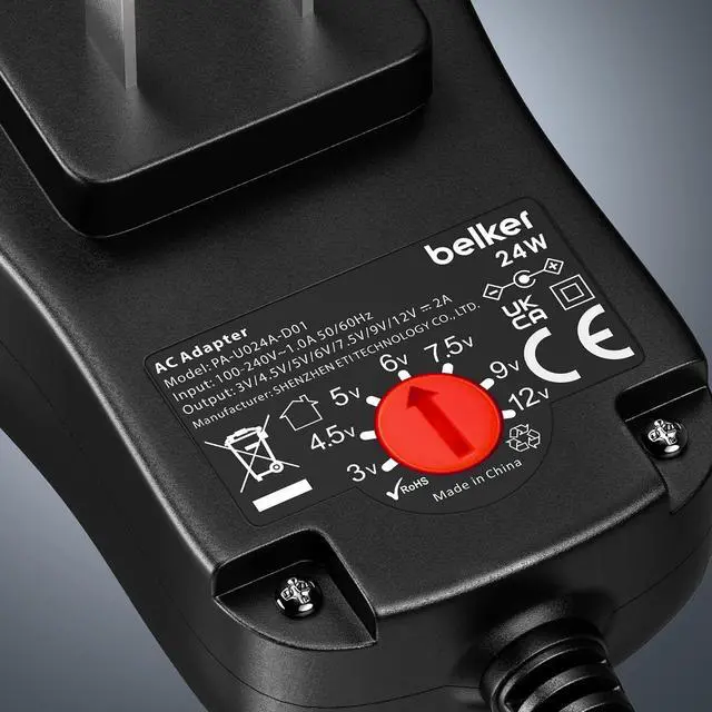 Alt view image 6 of 7 - Belker 24W Universal 3V 4.5V 5V 6V 7.5V 9V 12V AC DC Adapter Power Supply for Household Electronics Smartphone Mp3 Routers TV Boxes LCD Tablets CCTV Cameras Max. 2000mA