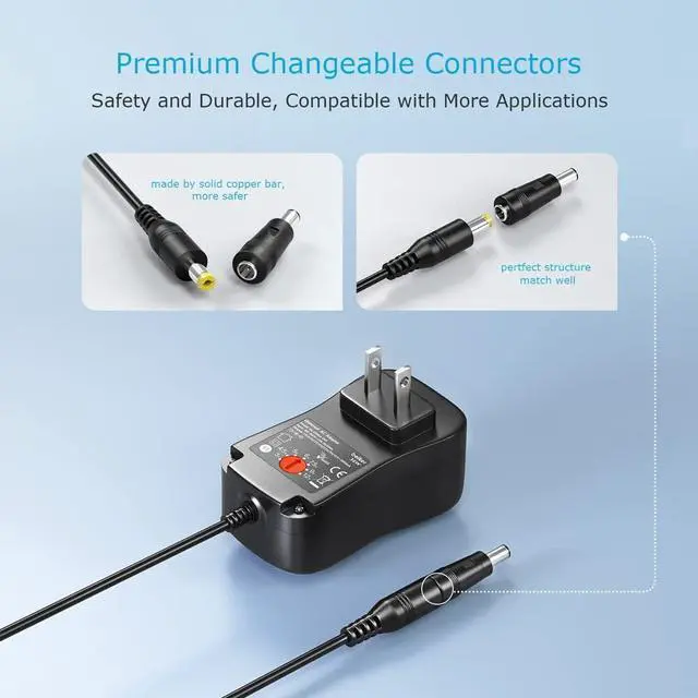 Alt view image 4 of 7 - 36W Universal 3V 4.5V 5V 6V 7.5V 9V 12V AC DC Power Adapter Supply for Household Electronics Routers TV Boxes LCD CCTV Cameras - 0.5A 1A 1.5A 2A 2.5A 3A 2500mA Max. - OEM