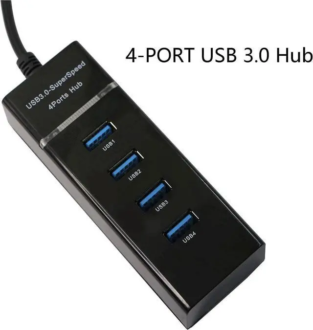 Alt view image 6 of 6 - QIANRENON 4-Port USB 3.0 Hub Splitter 5Gbps USB Data Hub 4 in 1 with LED Indication for Windows PC, Mac, Surface Pro,Laptop, Printer,30cm,Black