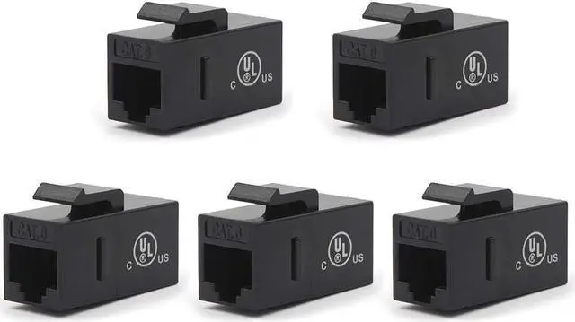 Main image of VCE CAT6 RJ45 Keystone Jack Inline Coupler UL Listed-Black 5-Pack