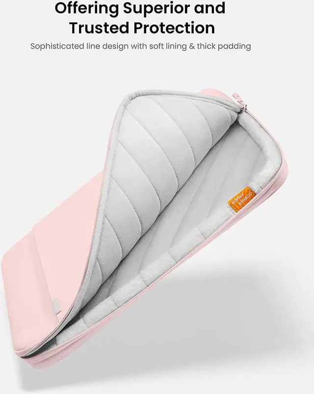 Alt view image 3 of 7 - tomtoc 360° Protective Laptop Sleeve for 13-inch MacBook Air M2/A2681 M1/A2337 2018-2022, 13 Inch MacBook Pro M2/A2686 M1/A2338 2016-2022, Water-Resistant MacBook Case with Accessory Pocket, Pink
