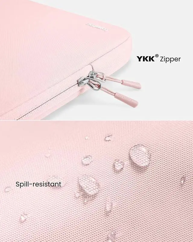 Alt view image 6 of 7 - tomtoc 360° Protective Laptop Sleeve for 13-inch MacBook Air M2/A2681 M1/A2337 2018-2022, 13 Inch MacBook Pro M2/A2686 M1/A2338 2016-2022, Water-Resistant MacBook Case with Accessory Pocket, Pink