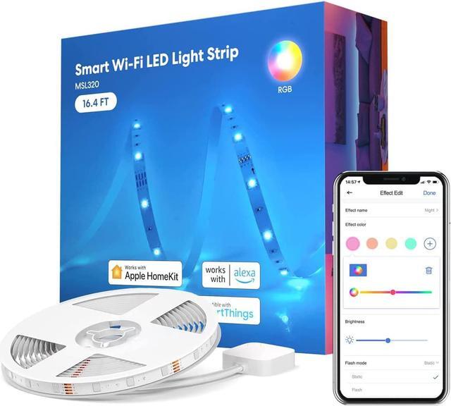 Main image of Smart LED Strip Lights 16.4ft WiFi Strip Work with Apple HomeKit Alexa Google Home and SmartThings 16 Million Colors with App Control and RGB LED Lights for Bedroom Living Room Kitchen