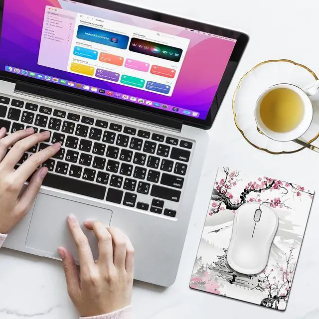 Alt view image 7 of 7 - Small Mouse Pad Cute Mini Mouse Pads for Wireless Mouse and Laptop Travel Mousepads with Designs - Japanese Cherry Blossom/Sakura Portable Mousepad with Non-slip Rubber Base - 5.5 x 7 Inch