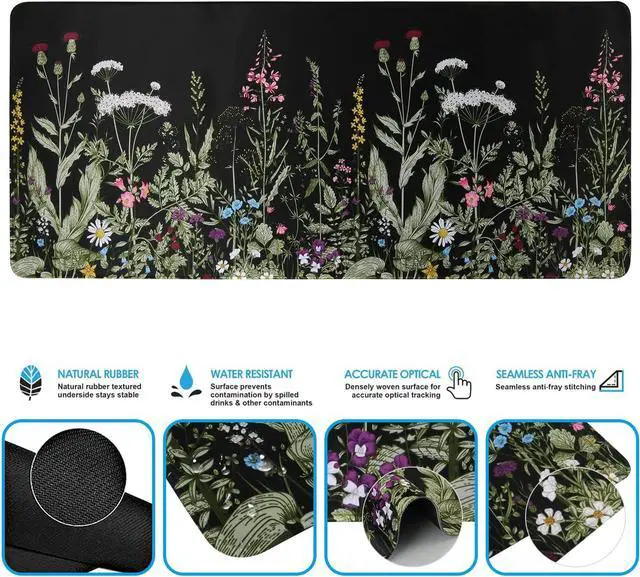 Alt view image 6 of 7 - Large Mouse pad for Desk Computer Desk Mat 3Pcs XXL Keyboard and Mouse Pad + Keyboard Wrist Rest Desk Matt for Desktop Easy Typing Pain Relief Ultra Thick Mousepad Keyboard Mat(Weeds)