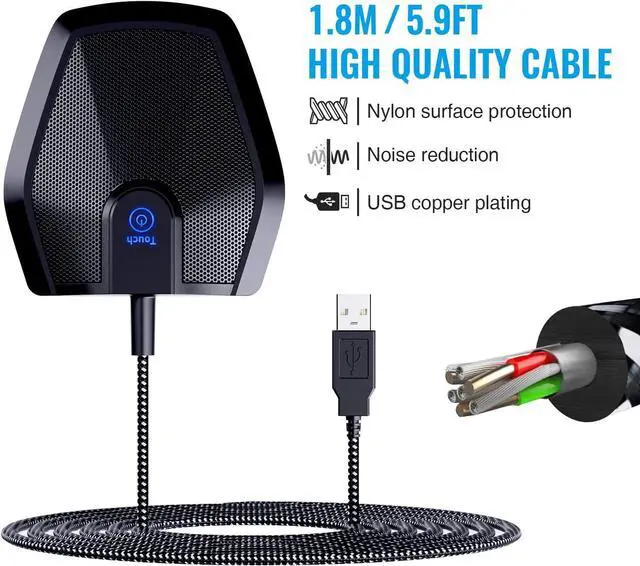 Alt view image 7 of 7 - TONOR Conference USB Microphone, Omnidirectional Condenser PC Mic for Video Conference, Recording, Skype, Online Class, Court Reporter, Plug & Play Compatible with Mac OS X Windows PC Compute, G11