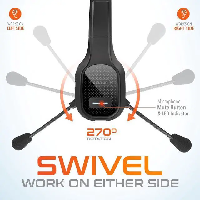 Alt view image 6 of 7 - Delton 20X Professional Noise Canceling Bluetooth On Ear Computer Headset with Microphone, Black, 2/Pack (DBTHEAD20XX2)