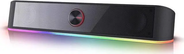 Main image of GS560 RGB Desktop Soundbar, 2.0 Channel Computer Speaker with Dynamic Lighting Bar Audio-Light Sync/Display, Touch-Control Backlit with Volume Knob, USB Powered w/ 3.5mm Cable, Black