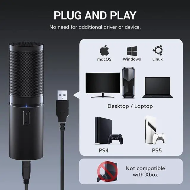 Alt view image 2 of 6 - CORN USB Microphone Kit, Streaming Podcast PC Condenser Computer Mic for Gaming, YouTube Video, Recording Music, Voice Over, Studio Mic Bundle with Adjustment Arm Stand