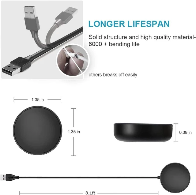 Alt view image 4 of 6 - 1 Pack Compatible with Watch Charger Galaxy Watch 7/6/5/4 Charger Cable Dock USB Replacement for Galaxy Watch7/6/6 Classic/5/5 Pro/4/4 Classic/3/Active 2/Active