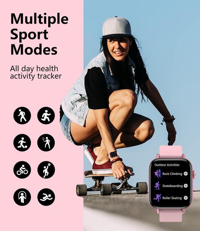 Alt view image 2 of 6 - Smart Watch for Men Women, 1.9'' HD Touch Screen Fitness Tracker with Bluetooth Call Answer/Dail, IP67 Waterproof Smart Watch for Android iPhone with Heart Rate Blood Pressure Pink