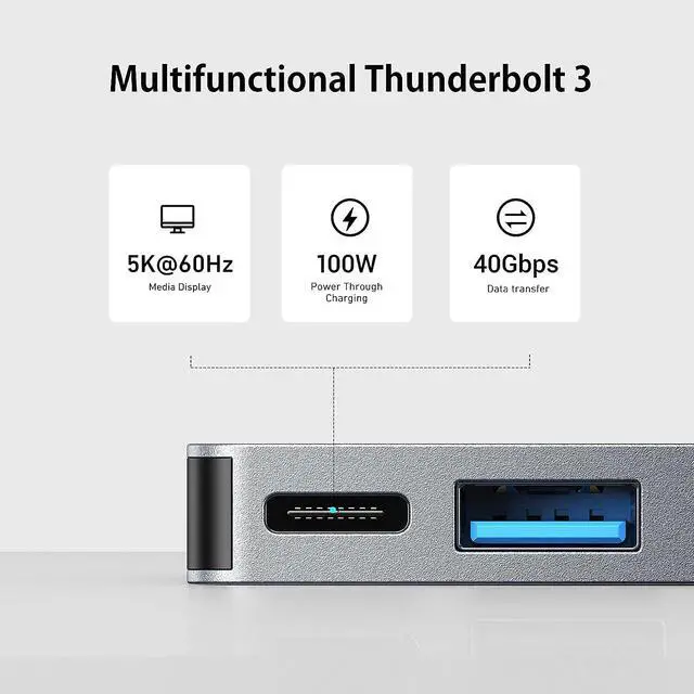 Alt view image 4 of 6 - USB C Hub Adapters for MacBook Pro/MacBook Air M1 M2 2022 2021 2020 2019 13" 14" 15" 16", RayCue 6-in-2 Multiport MacBook Adapter with Thunderbolt 3, 3 USB 3.0 Ports, SD/TF Card Reader