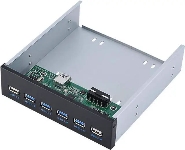 Alt view image 7 of 7 - 6-Ports 5.25 inch Metal Front Panel USB Hub, USB 3.0 & 2-Port USB 2.0 6 Interface Metal Front Panel USB Hub Fits Any 5.25 Computer Case Front Bay