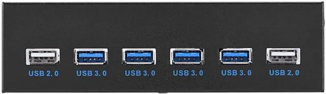 Alt view image 6 of 7 - 6-Ports 5.25 inch Metal Front Panel USB Hub, USB 3.0 & 2-Port USB 2.0 6 Interface Metal Front Panel USB Hub Fits Any 5.25 Computer Case Front Bay
