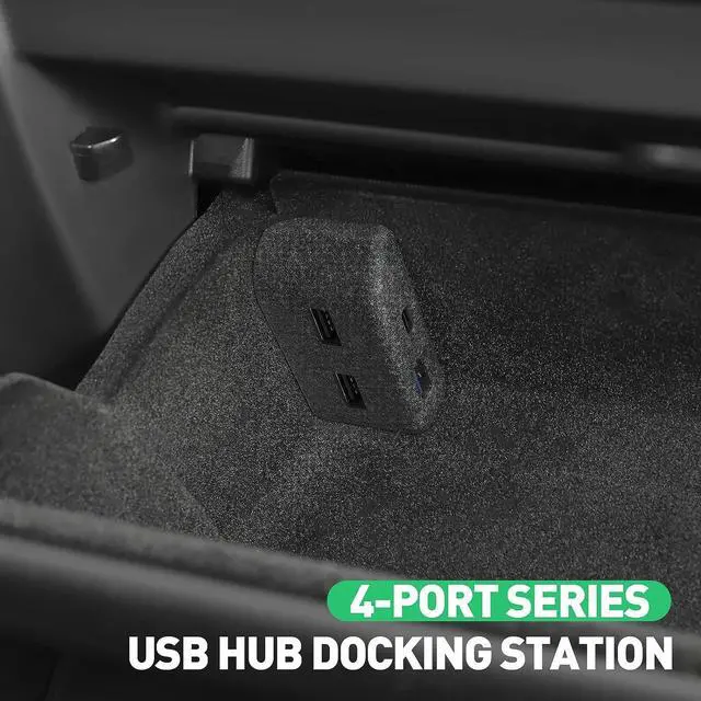 Alt view image 2 of 6 - YONZEE USB Hub for Tesla Model Y, 4-in-1 ABS Flocking Multi Port Glove Box Hub Flash Drive Docking Station for Charging Data Transferring Games Music, Accessories